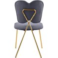 thumbnail image 2 of Meridian Furniture Collection Angel Chaise de Salle à Manger Moderne Rembourrée en Velours, Gris (Ensemble de 2), 2 of 2