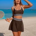 thumbnail image 2 of GEWSEY Womens High Waisted Bikini Sets Two Piece Tummy Control Swim Skirt Color Block Skirted Swimsuit 2026 (Coffee, S), 2 of 7