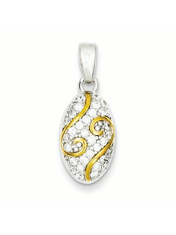 Beautiful Sterling Silver & Gold Plating CZ Pendant