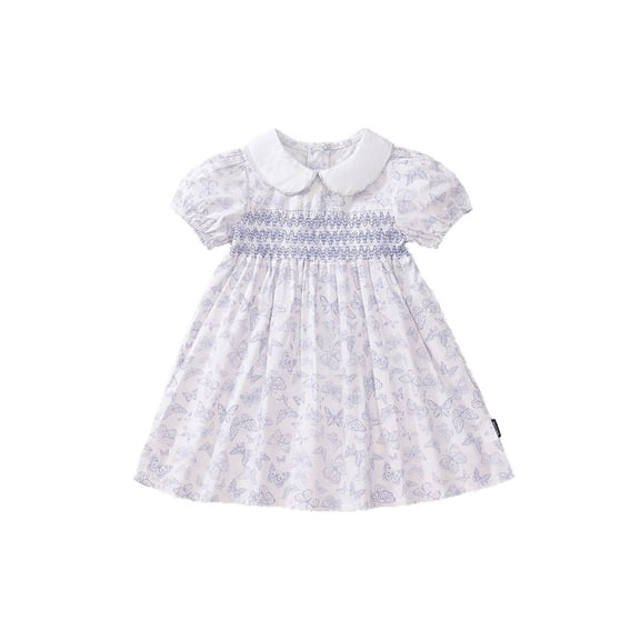 Rggeeun Toddler Girls Summer Dresses Casual Full Print Sleeve Summer Dress Colourful Dress Fashionable O-Neck Sundress