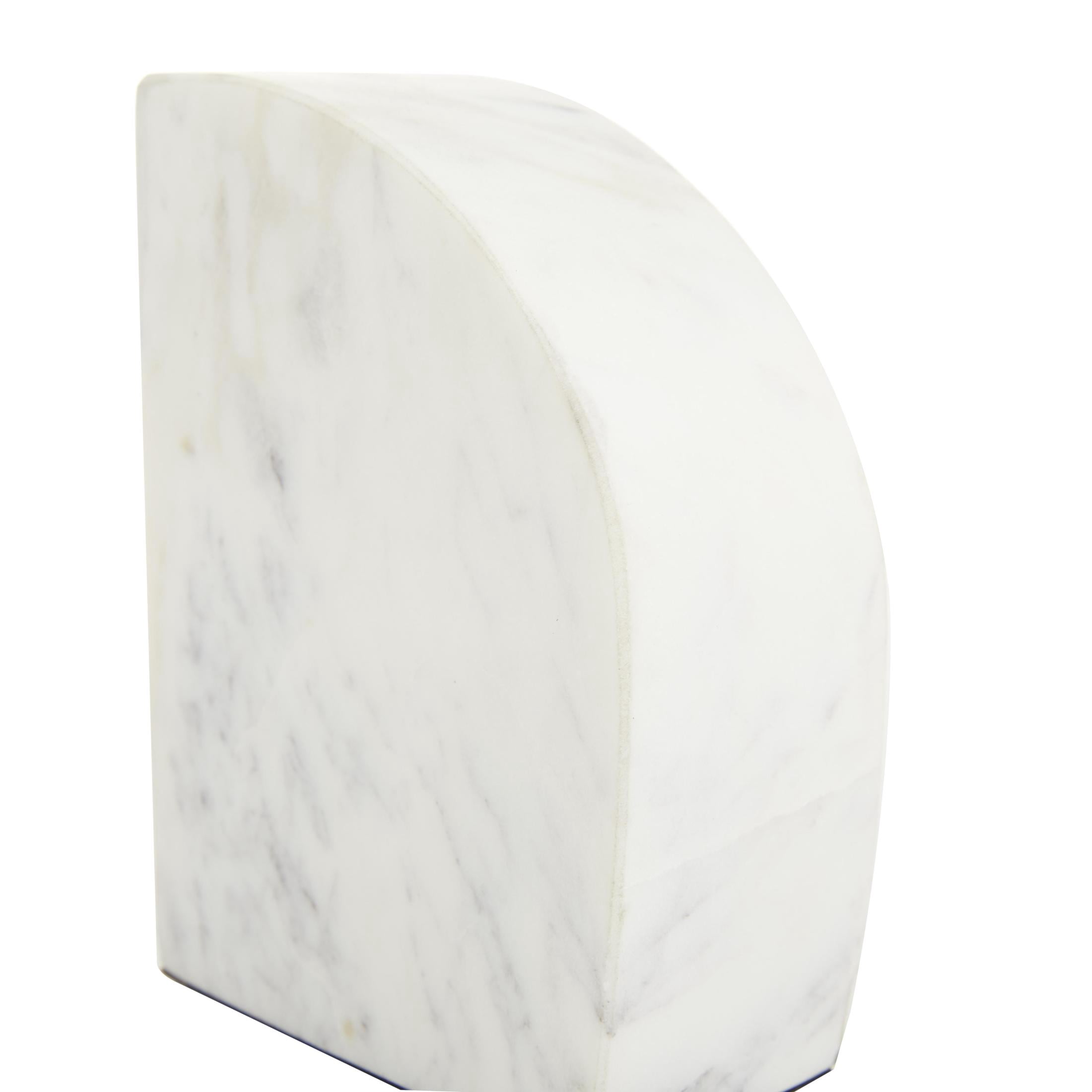 CosmoLiving by Cosmopolitan 4" Geometric 8 lbs White Marble Bookends with Gold Inlay (Set of 2)