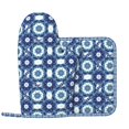 thumbnail image 2 of Honeii Vintage Blue patten Oven Mitts and Pot Holders Sets, Baker Oven Mitts, Mittens for Kitchen Decor, Baking Lover over Gloves Gifts, 2 of 7