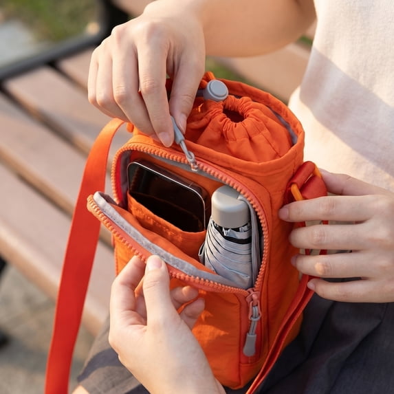 Clossjun Men Women Crossbody Bags Water Bottle Holder With Strap Adjustable Belt Fashion Bags For Water Bottles Outdoor Hiking Work Out Back To School Vermilion