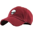 thumbnail image 1 of Alien Burgundy Vintage Distressed Dad Hat Adjustable Baseball Cap NASA Galaxy Spaceship UFO Face ET E.T. Saucer, 1 of 4
