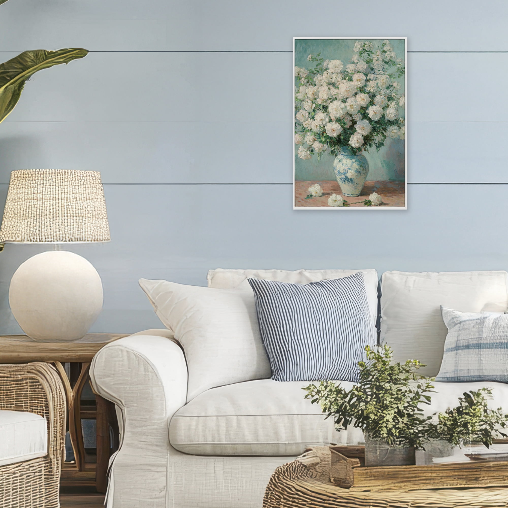 Stupell Industries Lush Bouquet of White Roses White Framed Giclee Art, design by Petal Prints Design