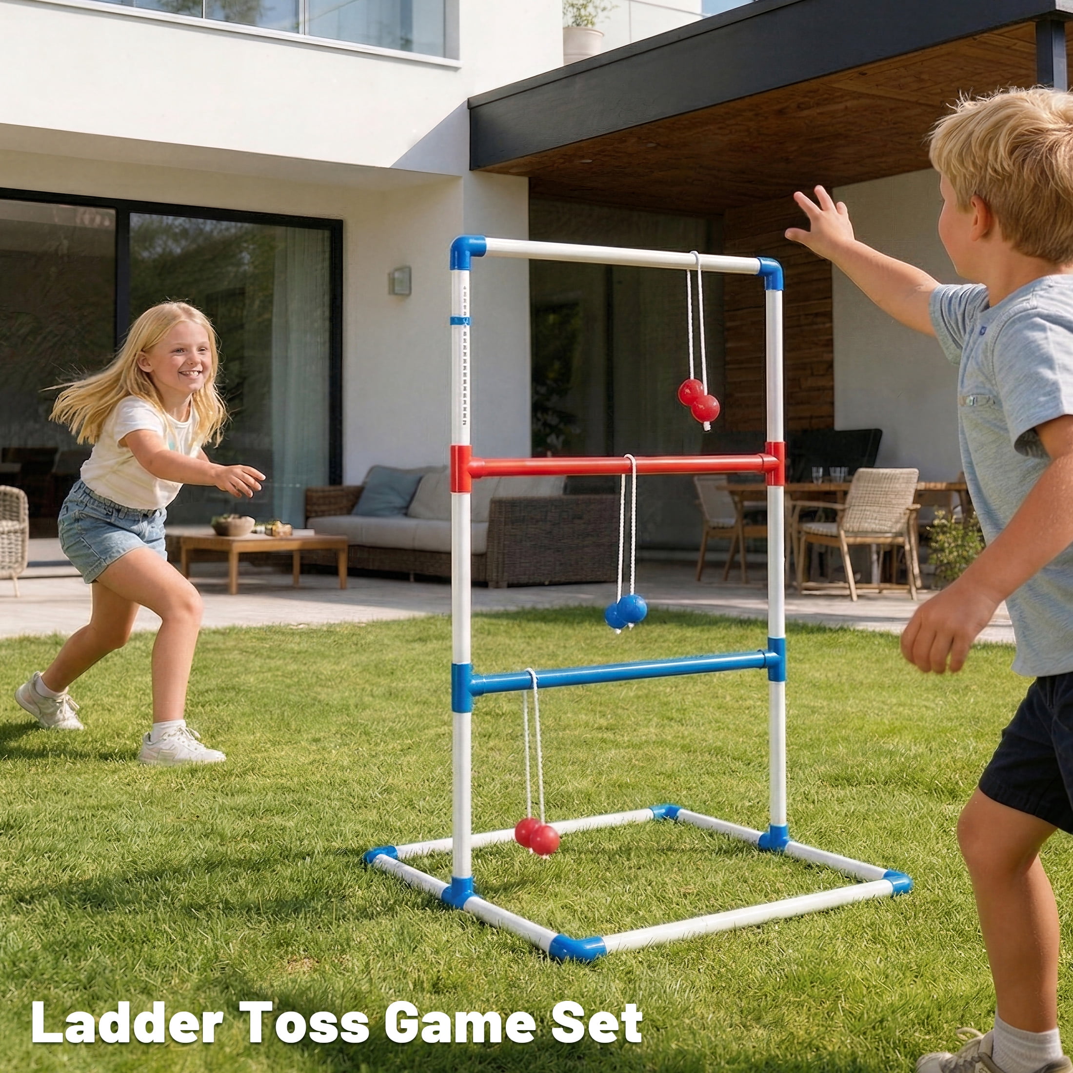 EDX Ladder Ball, Toss Game Set with Balls, Ladderball Tossing & Golf Tossing Games for Yard, Outdoor Lawn Fun Game for Family, with 6 Bolas, Score Trackers & Carry Bag.