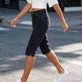 thumbnail image 6 of Zynoxe Womens Capri Denim Pants Trendy Stretchy Mid Waist Button Jeans Pants with Muti Pockets Casual Bodycon Cropped Denim Pants for Daily Wear Black L, 6 of 8