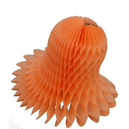 3-pack 11 Inch Hanging Honeycomb Tissue Paper Bell Decoration, Peach, by Devra Party