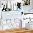 thumbnail image 2 of Wall Mounted Toothbrush Holder for Bathroom, Automatic Toothpaste Dispenser Kit with Magnetic Cups Kids & Family Set Toothbrush Holders, Storage Rack & Easy Install, Durable Space-Saving,Blue, 2 of 7
