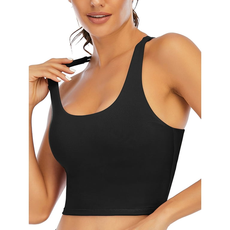FUTATA Women's Middle Support Wireless Sports Bra No Steel Ring Camisole  Comfortable Fitness Workout Bra Tube Top Chest Padded Vest 