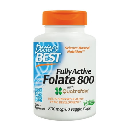 Doctor's Best Fully Active Folate with QuatreFolic, Non-GMO, Vegan, Gluten Free, 800 mcg, 60 Veggie (Doctor's Best Fully Active Folate)