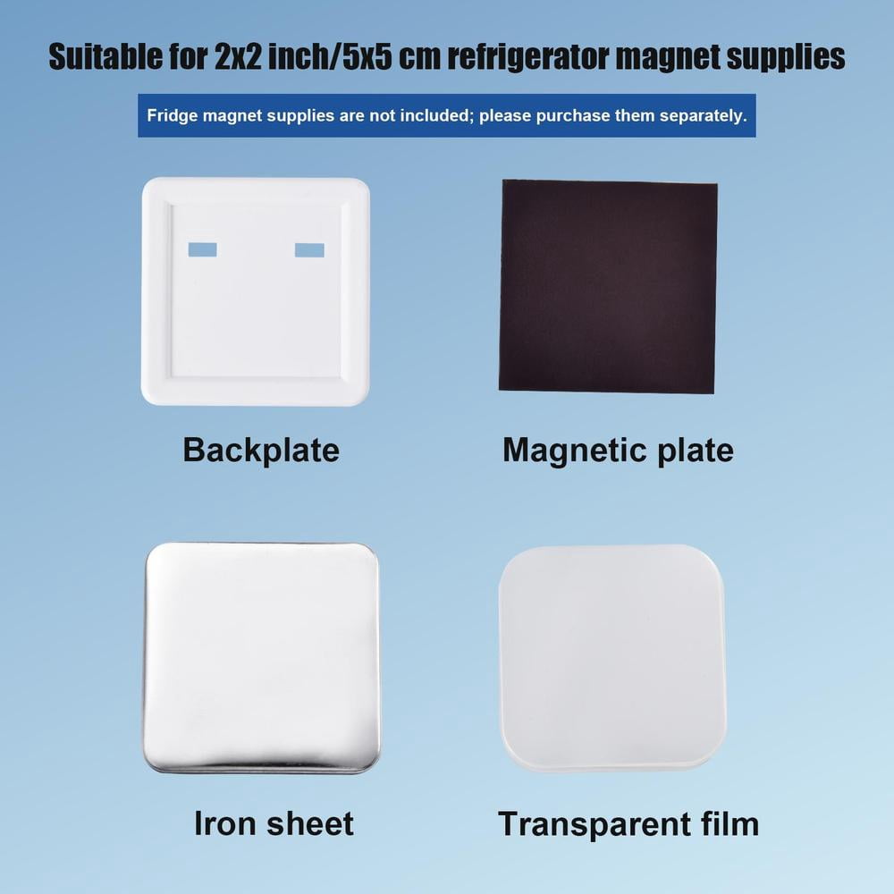 200 Sets Magnet Making Supplies, 2x2 in Square Magnet Maker Machine Consumables for DIY Badge Creation and Fridge Magnets
