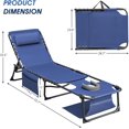 thumbnail image 3 of Foldable Chaise Lounge Chair with Adjustable Positions and Side Pocket, for Indoor and Outdoor Use, 3 of 12