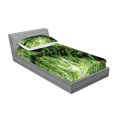thumbnail image 2 of Ambesonne Tropical Fitted Sheet & Pillow Sham Set, Idyllic Spring Jungle, Twin, Green Brown, 2 of 2