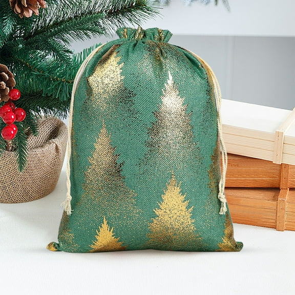 Christmas Drawstring Bags Bulk Large Xmas Gild Drawstring Cloth Gift Bags 12 x 16 Inch Gift Wrapping Storage Sack for Party Favor