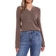 thumbnail image 2 of Blusas de líneas onduladas para mujeres, con cuello notch, botones, de manga larga, talla XL, color marrón, 2 of 6