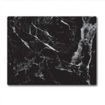CounterArt "Black Marble Design" Decorative 3mm Heat Tolerant Tempered Glass Cutting Board 10" x 8"