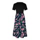 thumbnail image 3 of Puntoco Vestido De Mujer Con Cuello Redondo Y Manga Corta A Media Pantorrilla Con Bolsillos Dobles Y Estampado Floral Vestido De Manga Corta Con Cuello Redondo Azul Marino Xl, 3 of 4