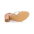 thumbnail image 5 of BLISSFUL STEP Women's Lace Up Heels Block Heel Flip Flops Sandals Nude 9, 5 of 7