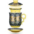 thumbnail image 1 of YURROAD Chinese Dragon Pattern Tea-Mug with Strainer Infuser and Lid and Saucer Ceramic Tea Mug Convenient System Chinese Porcelain Personal Tea Cup 13.5oz(400ml) - DARK GREEN TC400, 1 of 7