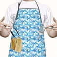 thumbnail image 2 of Pink Butterfly Geometric Pattern Apron-Garden Aprons for Women with Pockets-Cotton Linen Waterproof Kitchen Cooking Gardening Aprons Adjustable for Kitchen,Cooking,BBQ and Salon 33x27 Inch, 2 of 7