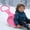 Pink, variant on Plastic Snow Sleds for Kids - 1 Pack Toboggan & Saucer Sleds Set with Pull Rope, Outdoor Snow Disc Sleds for Toddlers and Children