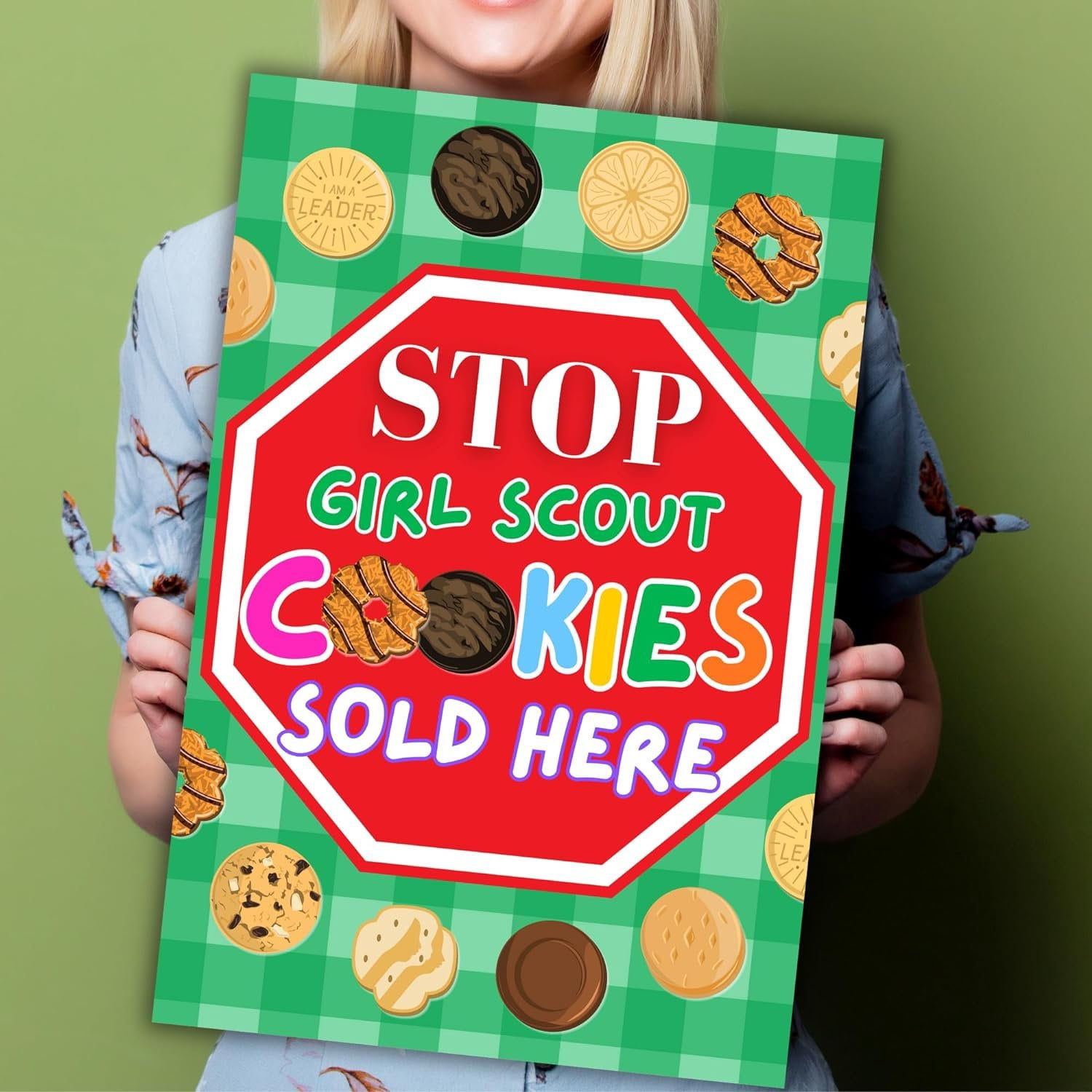 Stop Scout Cookies Sold Here  3 Pack, 12x18 Mixed Colors Outdoor Yard Sign Hold Up at Booth Traffic To Buy Girl Cookies Troop Leader and Number Reorder Sales Goal