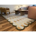thumbnail image 3 of Modern Hand-Tufted Scalloped Wool Area Rug | 100% New Zealand Wool Carpet for Living Room, Bedroom & Home Décor (Gold & Dark Green_6X9), 3 of 5