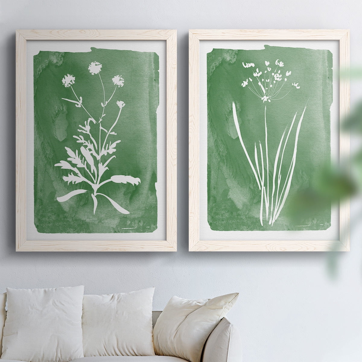 Green Botanical I - Premium Framed Canvas 2 Piece Set - Ready to Hang