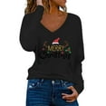 thumbnail image 2 of Lroveb Christmas Shirts for Women Plus Size Loose Fit Tops Casual Blouse Winter Tunic Top V Neck Long Sleeve Tshirts Graphic T Shirts, 2 of 5
