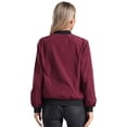 thumbnail image 2 of iiniim Women Bomber Jacket Full Zip Jacket Varsity Jacket Baseball Uniform Casual Outerwear Burgundy S, 2 of 7