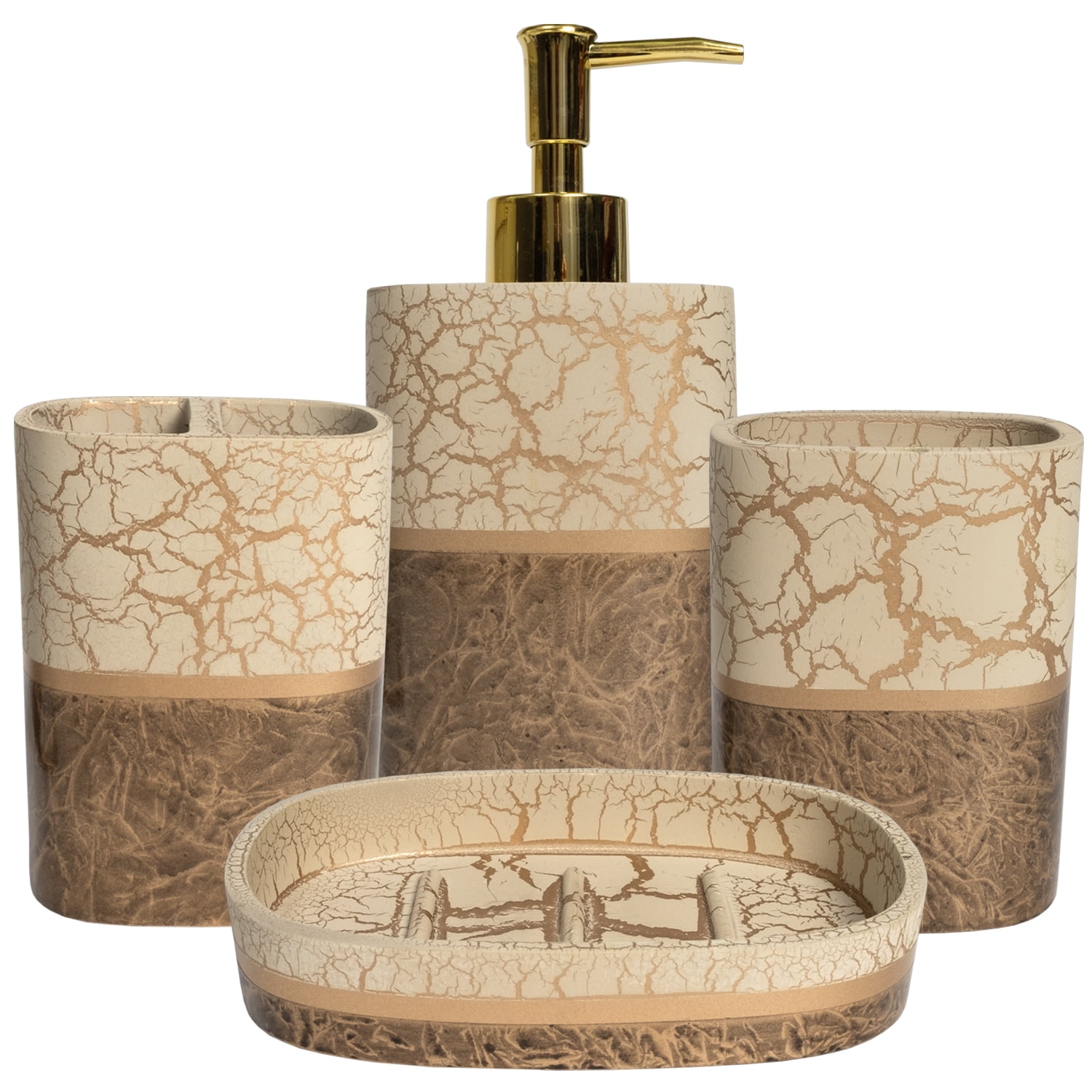 Parker Poly Resin Bath Accessory Collection 4 Piece Bathroom Set ...