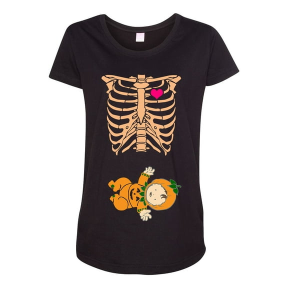 Baby Skeleton Baby Pumpkin Lantern Halloween Horror Funny Maternity DT T-Shirt Tee