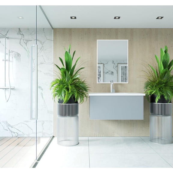 Laviva 313VTR-36FG-MW 36" Fossil Grey Vanity with VIVA Stone Solid Surface Top