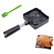 MINI-FACTORY Taiyaki Fish-shaped Pancake Japanese Waffle Cake Maker Pan + Bonus Oil Brush - Black