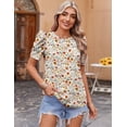thumbnail image 3 of Blusa Zeagoo para mujer, manga abullonada, floral, bohemio, casual, 3 of 4