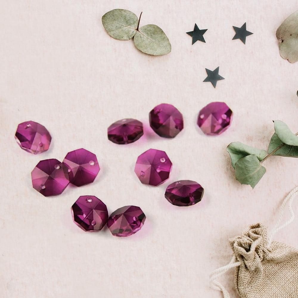 TuseyRxln 14mm 200Pcs Crystal Octagon Beads 2 Hole DIY Wedding and Home Decor Crystal Accessories