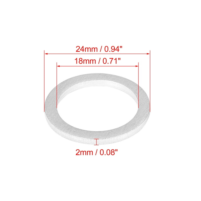 10pcs Durable M18 Silver Tone Oil Drain Plug Gaskets Replacement - Main Image