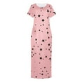 thumbnail image 4 of Youmylove Women Sleepwear Daily Short Sleeve Printed Casual Inclined Shoulder Maxi Sleep Dress Fashion Comfortable Comfy Nightshirt Nightgowns, 4 of 5