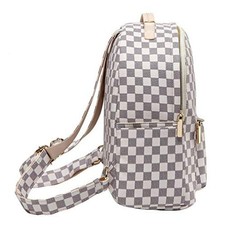 Daisy Rose - Daisy Rose Checkered Backpack bag - Luxury PU Vegan Leather (Cream) - www.bagssaleusa.com ...