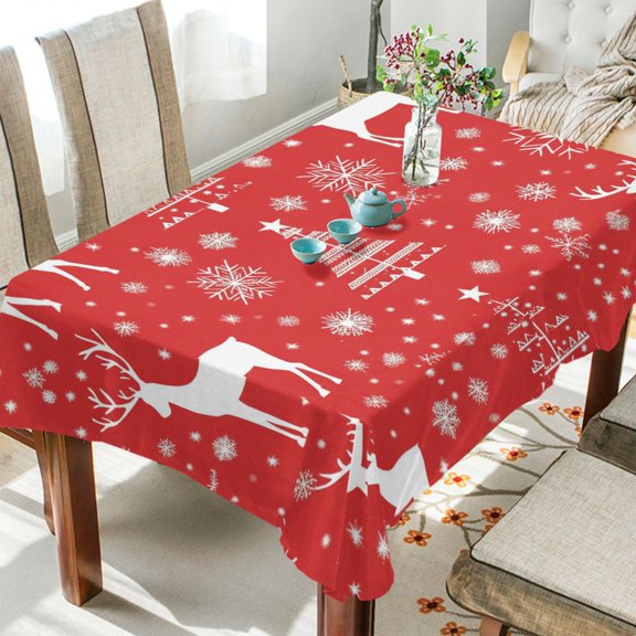 BZSMCE Square Tablecloth Elegan Christmas Print Pattern Tableclothes