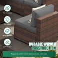 thumbnail image 5 of Clouddwell 8 Piece Outdoor Patio Furniture Set, Wicker Rattan Patio Sectional Sofa Sets with Fire Pit Table, Dark Gray, 5 of 7