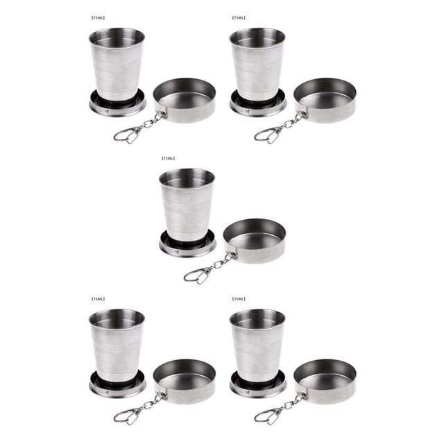 Naiovety Taza de agua plegable de acero inoxidable, taza plegable para acampar, suministros para beber al aire libre, 75ML Blanco 75ML 5piezas Naiovety CBP174495