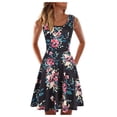 thumbnail image 1 of Womens Dresses Summer Sleeveless U-neck A-line Short Printed Loose Casual Dress Black L, 1 of 6