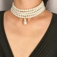 thumbnail image 1 of HLONK Collier Ras du Cou Élégant pour Femmes, Perles Multi-Couches, 1 of 7