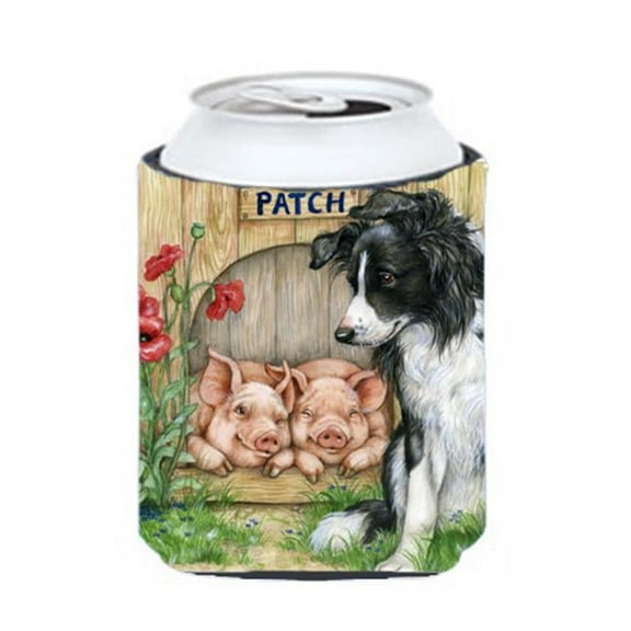 Patch the Border Collie & Piglet Friends Can or Bottle Hugger