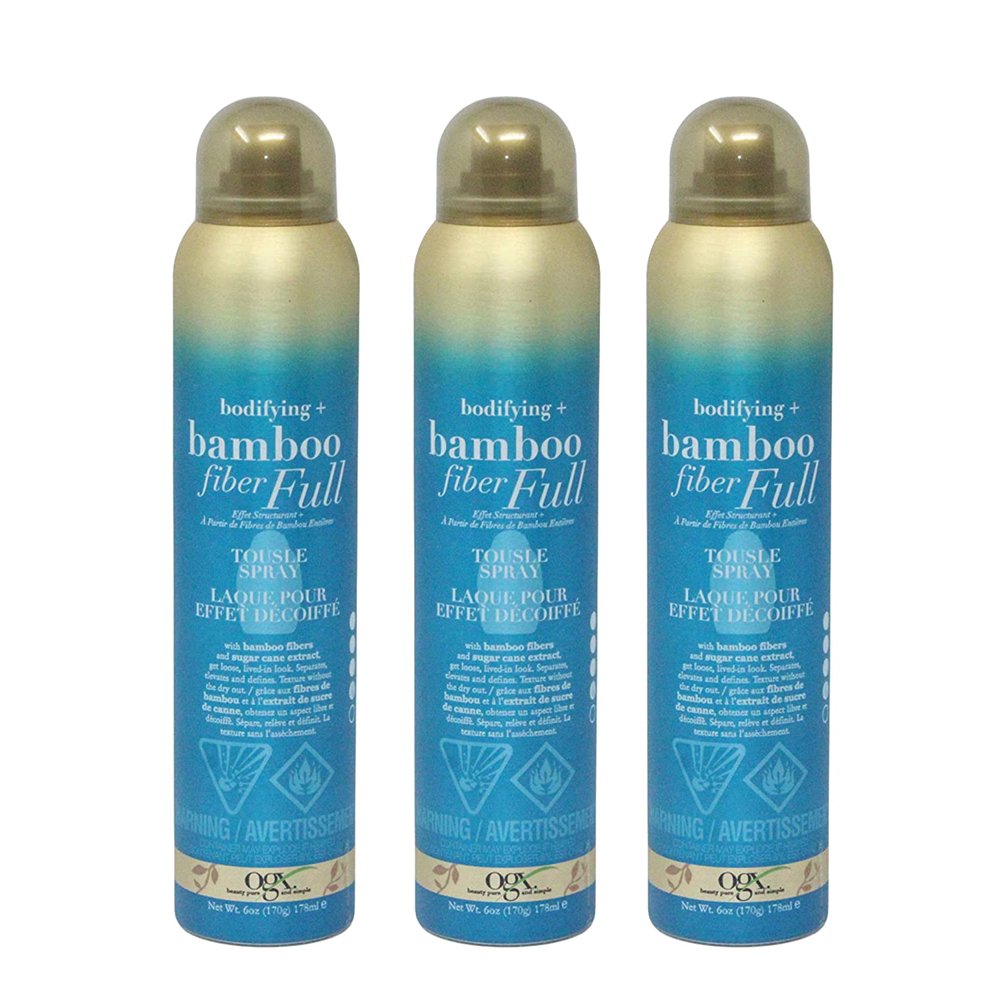 OGX Bodifying + Bamboo Fiber Full Tousle Hair Spray, 6 Ounces (Pack of