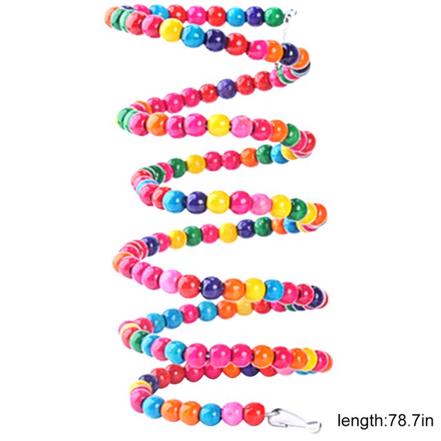 Wooden Ladder Toy Bead Spiral Design Parrot Swing Toy Bird Perch Toy for Cages