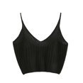 thumbnail image 4 of Qarigey Top corto de punto para mujer a la moda, Tops cortos sin mangas de algodón, lencería, ropa interior, ropa de calle, chaleco, camiseta Prendas para la parte del cuerpo negro Qarigey AP000157-03B, 4 of 6