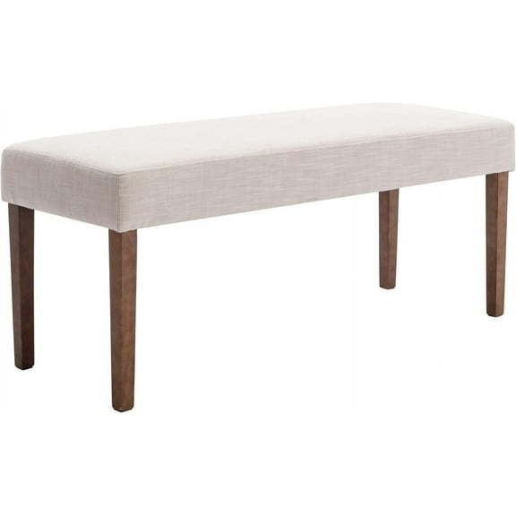 Wahson Farmhouse Linen Upholstered Dining Bench, 45" Long Dining Room Bench Seat with Natural Wood Legs, Beige